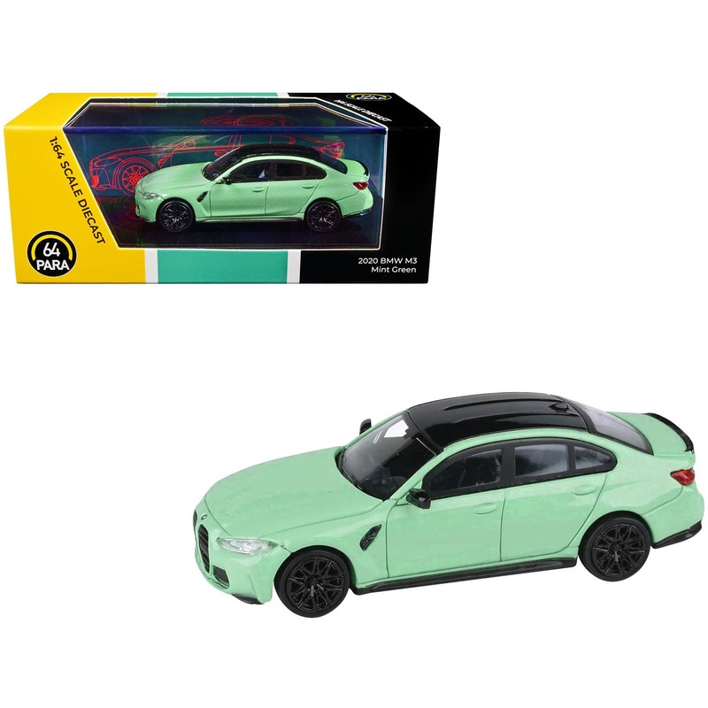 BMW M3 (G80) Mint Green with Black Top 1/64 Diecast Model Car by Paragon Models