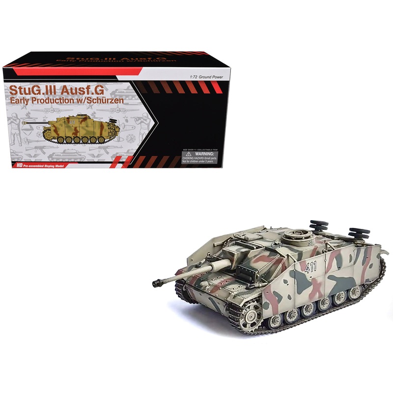 Germany StuG.III Ausf.G Early Production Tank with Schurzen #411 “Panzer Abteilung 115 Italy” (1943) “NEO Dragon Armor” Series 1/72 Plastic Model by Dragon Models