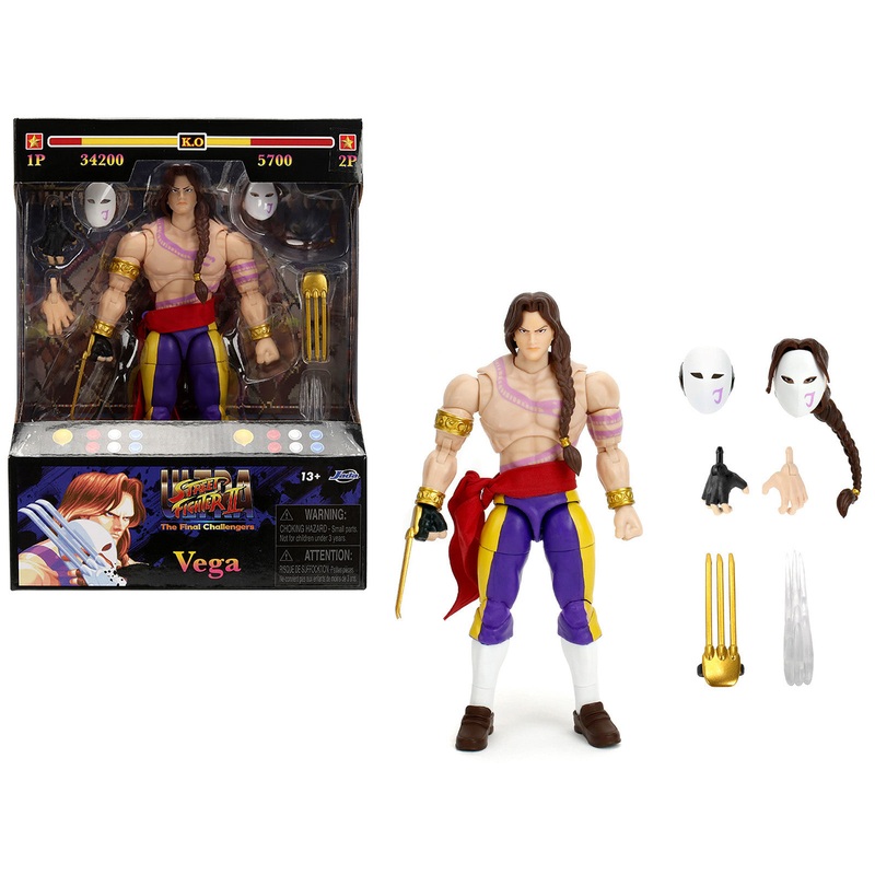 Vega 6″ Moveable Figure with Alternate Head and Limbs “Ultra Street Fighter II: The Final Challengers” (2017) Video Game Model by Jada