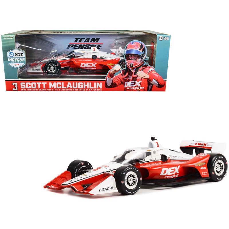 Dallara IndyCar #3 Scott McLaughlin “DEX Imaging” Team Penske (Road Course Configuration) “NTT IndyCar Series” First Win Firestone Grand Prix of St. Petersburg (2022) 1/18 Diecast Model Car by Greenlight