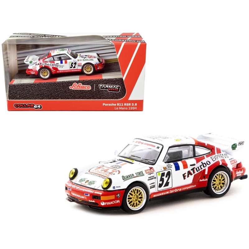 Porsche 911 RSR 3.8 #52 Jesus Pareja – Dominique Dupuy – Carlos Palau “24 Hours of Le Mans” (1994) “Collab64” Series 1/64 Diecast Model Car by Schuco & Tarmac Works