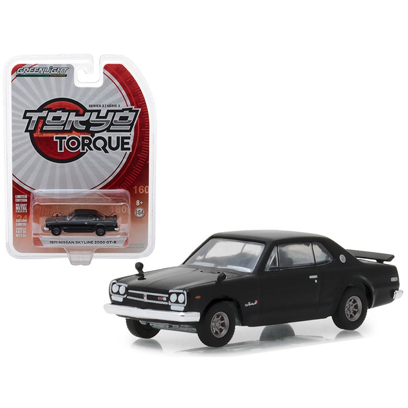 1971 Nissan Skyline 2000 GT-R Black “Tokyo Torque” Series 3 1/64 Diecast Model Car by Greenlight