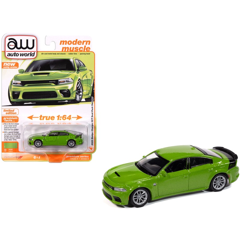2023 Dodge Charger R/T Scat Pack Swinger Sublime Green Metallic “Modern Muscle” Series 1/64 Diecast Model Car by Auto World