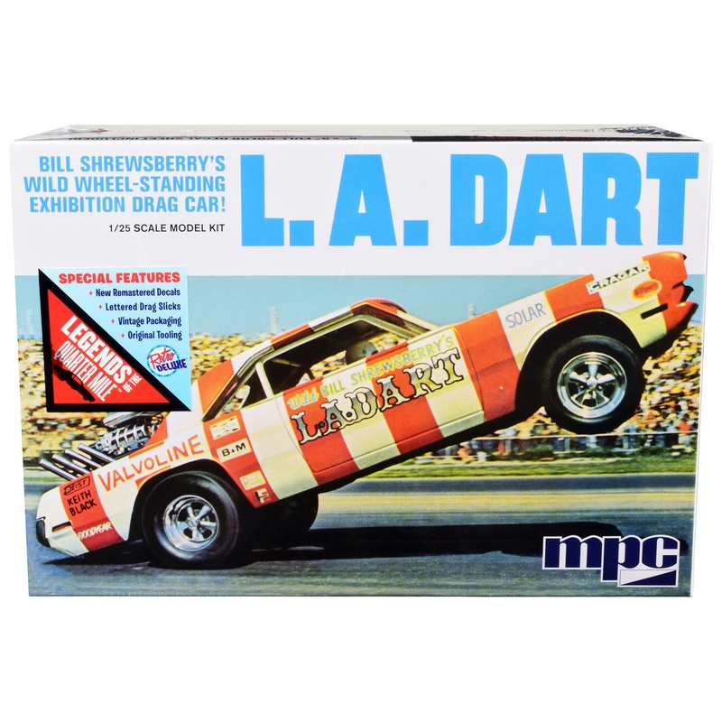 Skill 2 Model Kit Bill Shrewsberry’s L.A. Dart Wheelstander Drag Car “Legends of the Quarter Mile” Series 1/25 Scale Model Car by MPC