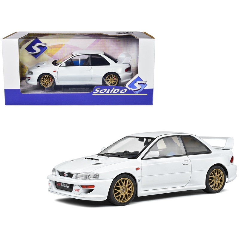 1998 Subaru Impreza 22B RHD (Right Hand Drive) Pure White with Gold Wheels 1/18 Diecast Model Car by Solido