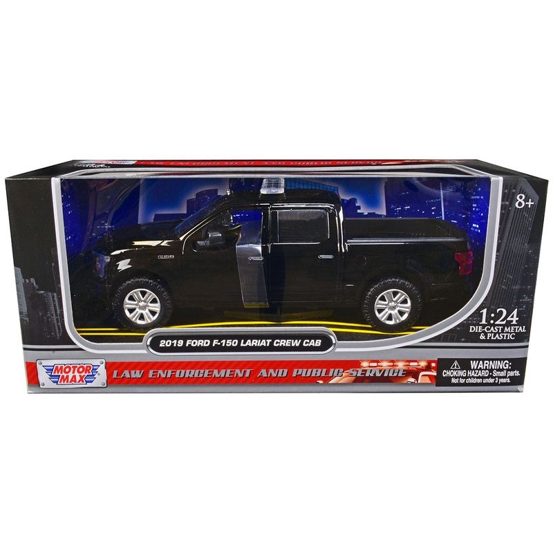 2019 Ford F-150 Lariat Crew Cab Pickup Truck Unmarked Plain Black “Law Enforcement and Public Service” Series 1/24 Diecast Model Car by Motormax