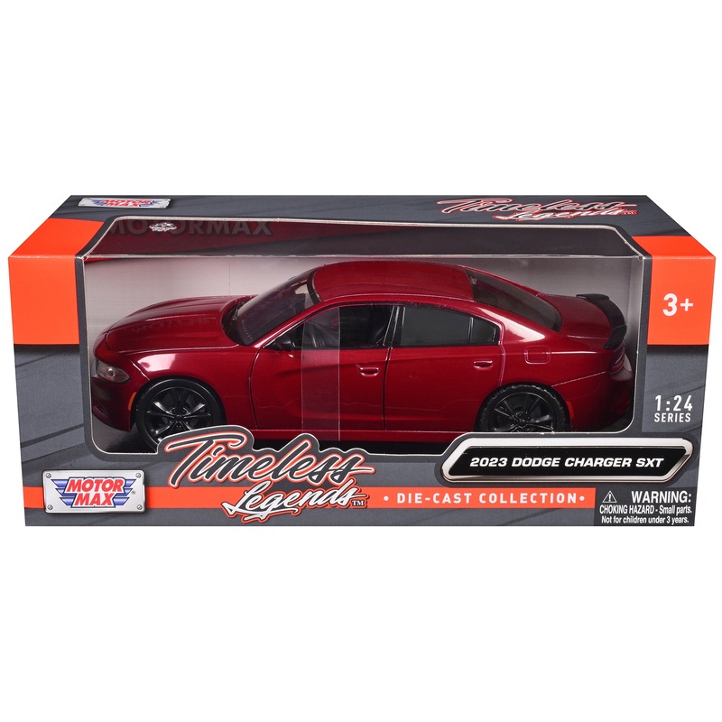 2023 Dodge Charger SXT Red Metallic “Timeless Legends” Series 1/24 Diecast Model Car by Motormax