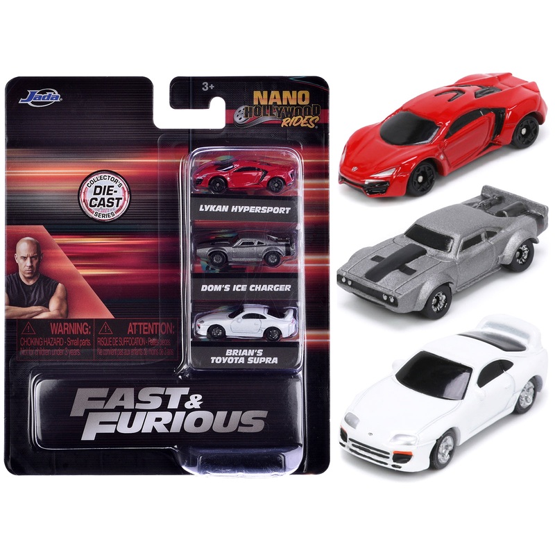 “Fast & Furious” Movie 3 piece Set Series 4 “Nano Hollywood Rides” Series Diecast Model Cars by Jada