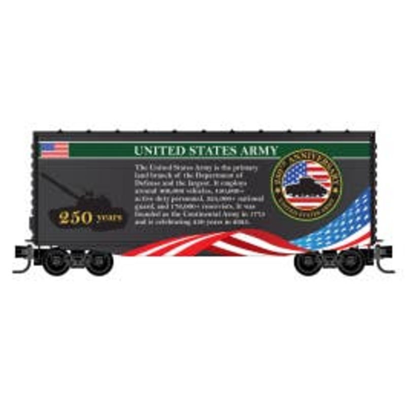 Micro Trains 10100841 N Scale 40' Hy-Cube Boxcar U.S. Army Anniversary Car