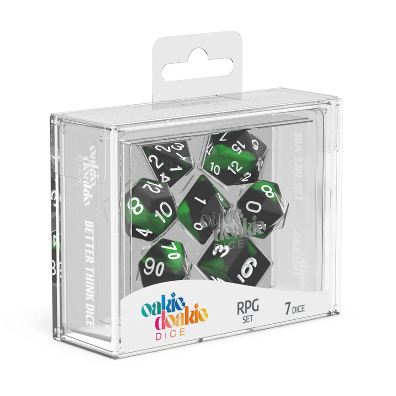 Oakie Doakie Dice – RPG Set Glow in the Dark Biohazard (7)
