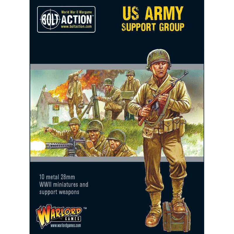 Warlord – Bolt Action: US Army Support Group (HQ & Mortar & MMG) (Metal)