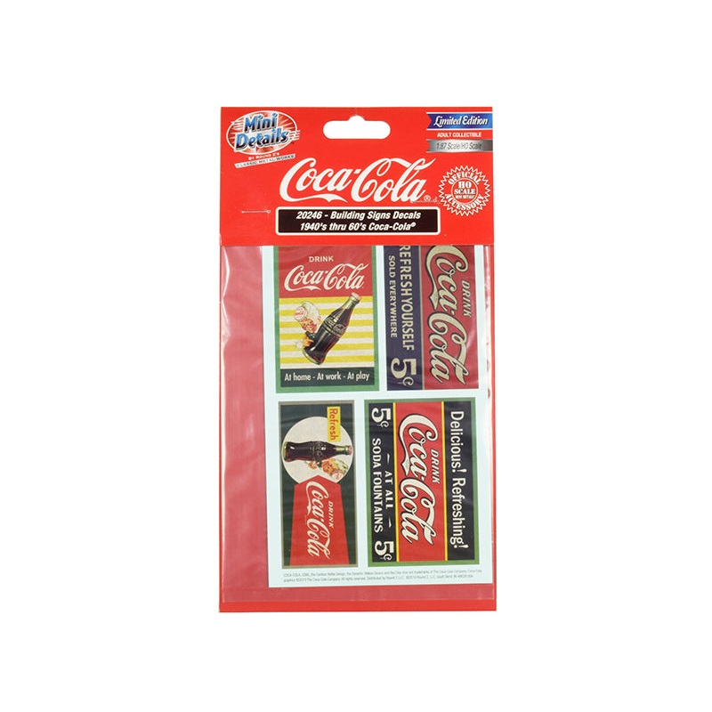 1940’s Thru 1960’s “Coca-Cola” Building Signs Decals for 1/87 (HO) Scale Models by Classic Metal Works