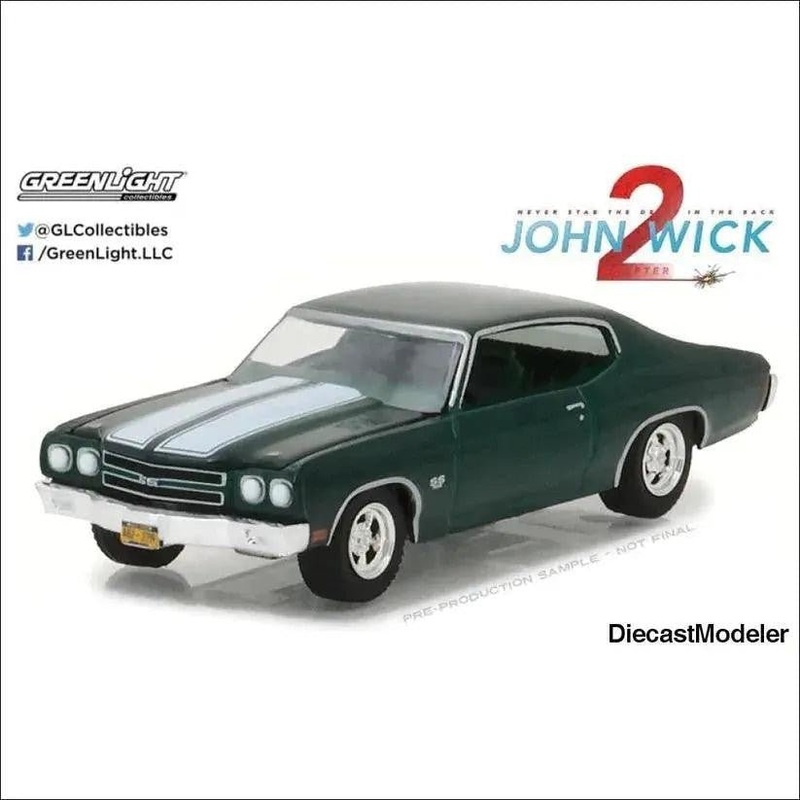 1970 Chevrolet Chevelle SS 396 Green John Wick (2014) Movie-1/64