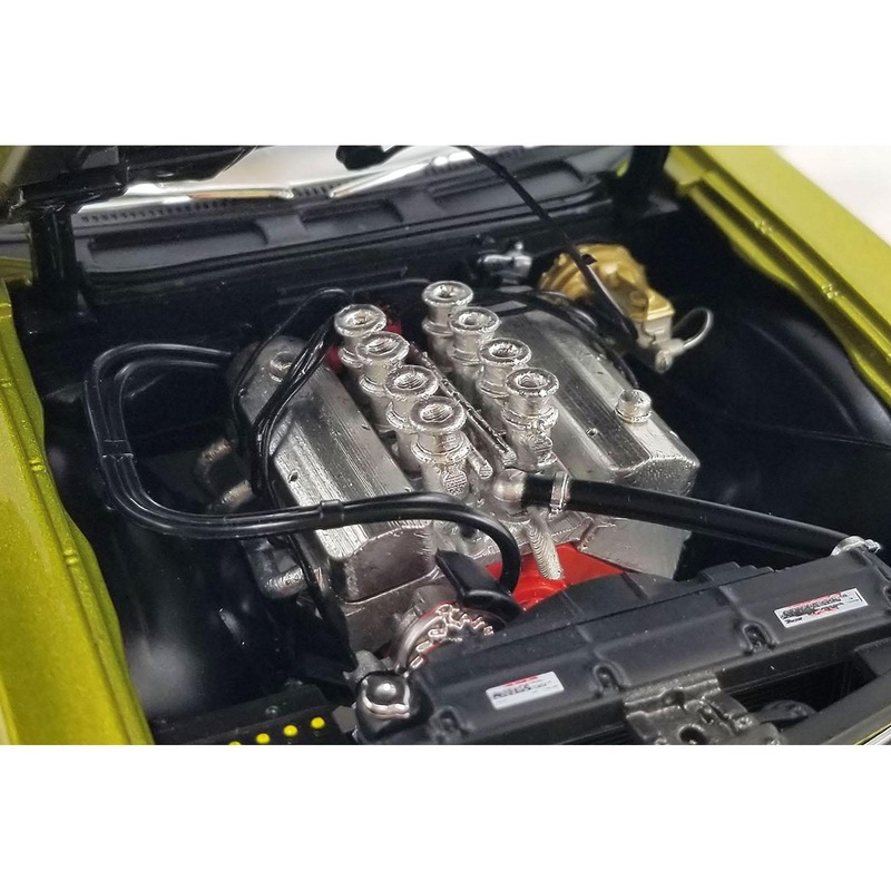 1970 Chevrolet Chevelle SS Restomod Citrus Green Metallic with Black Stripes and Black Vinyl Top Limited Edition to 258 pieces Worldwide 1/18 Diecast Model Car by ACME