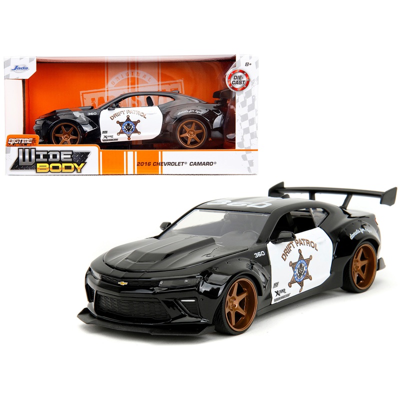 2016 Chevrolet Camaro Widebody Black and White “Drift Patrol” “Wide Body” Series 1/24 Diecast Model Car by Jada