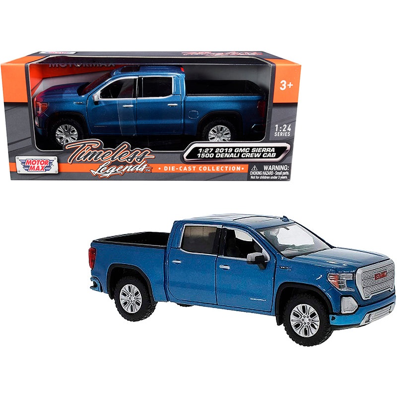 2019 GMC Sierra 1500 Denali Crew Cab Pickup Truck Blue Metallic 1/24-1/27 Diecast Model Car by Motormax