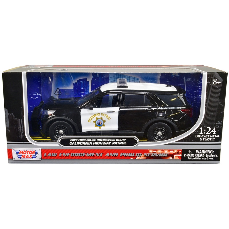 2022 Ford Police Interceptor Utility “California Highway Patrol” Black and White 1/24 Diecast Model Car by Motormax