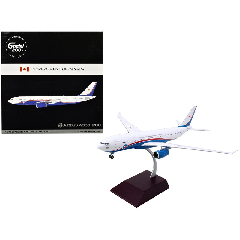 Airbus A330-200 Commercial Aircraft “Government of Canada – Royal Canadian Air Force” (330002) White and Blue with Red Stripes “Gemini 200” Series 1/200 Diecast Model Airplane by GeminiJets