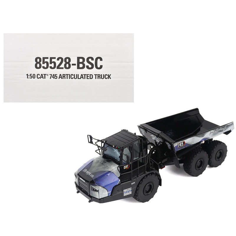 CAT Caterpillar 745 Articulated Dump Truck “Brent Scarbrough & Co. – Back the Blue” Black with Graphics “High Line” Series 1/50 Diecast Model by Diecast Masters