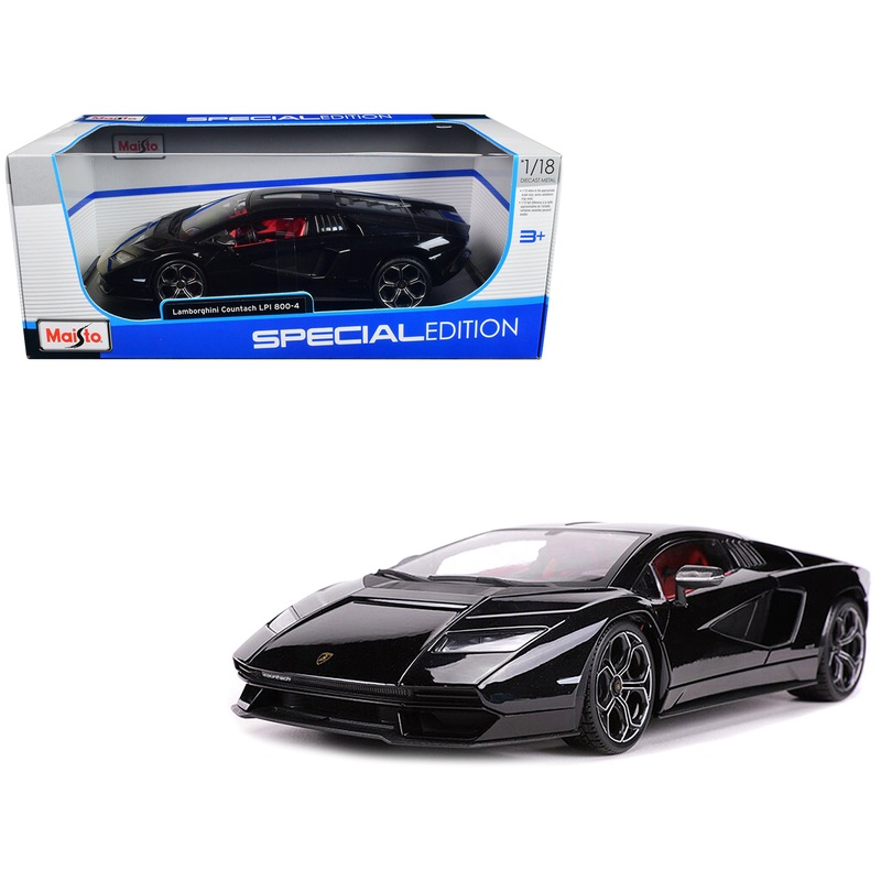 Lamborghini Countach LPI 800-4 Black with Red Interior “Special Edition” 1/18 Diecast Model Car by Maisto