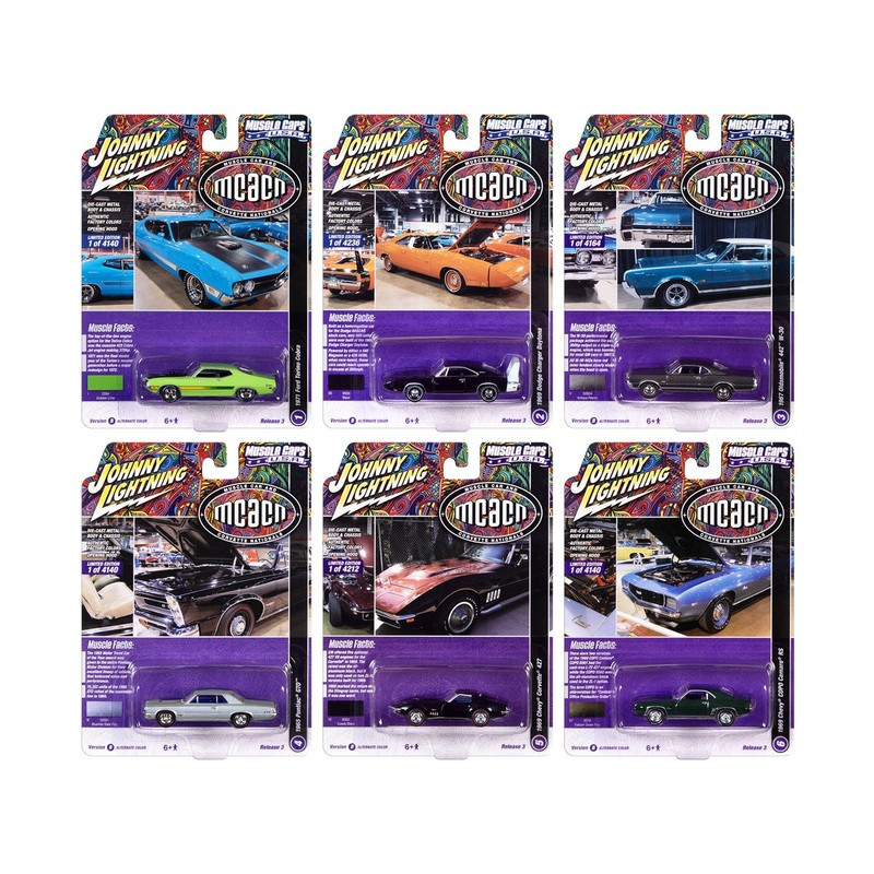 “Muscle Cars USA” 2022 Set B of 6 pieces Release 3 1/64 Diecast Model Cars by Johnny Lightning