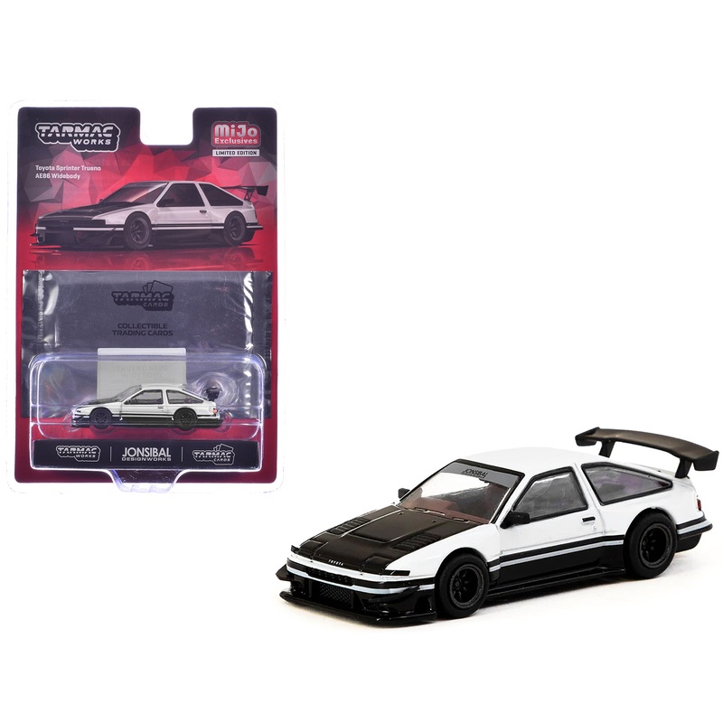 Toyota Sprinter Trueno AE86 Widebody RHD (Right Hand Drive) White and Black with Tarmac Cards “Global64” Series 1/64 Diecast Model by Tarmac Works