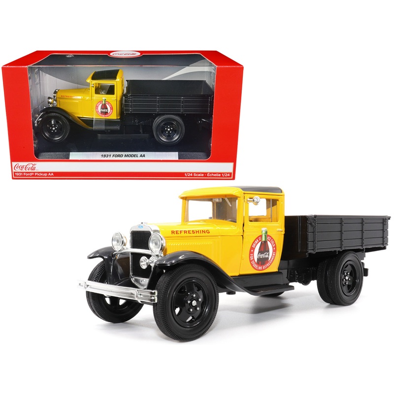 1931 Ford Model AA Pickup Truck Yellow and Black “Drink it Ice Cold for Sparkling Refreshment – Coca-Cola” 1/24 Diecast Model Car by Motor City Classics