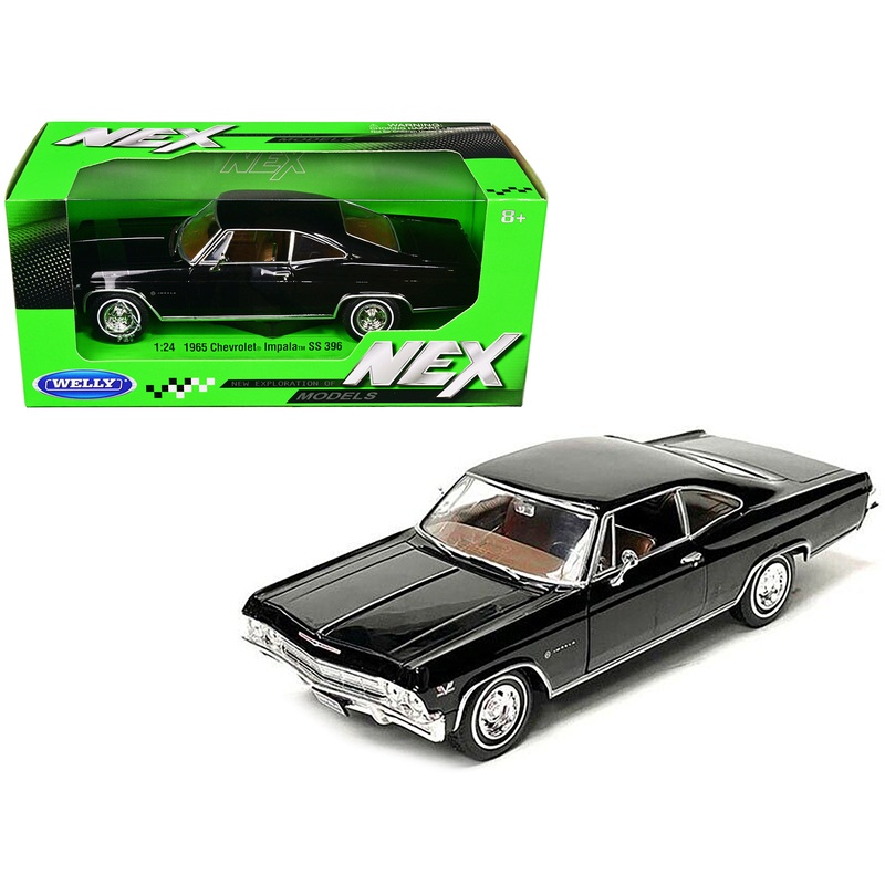 1965 Chevrolet Impala SS 396 Black with Brown Interior “NEX Models” 1/24 Diecast Model Car by Welly