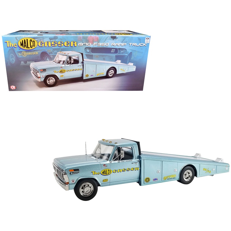 1970 Ford F-350 Ramp Truck Light Blue Metallic “Malco Gasser” Limited Edition to 240 pieces Worldwide 1/18 Diecast Model Car by ACME
