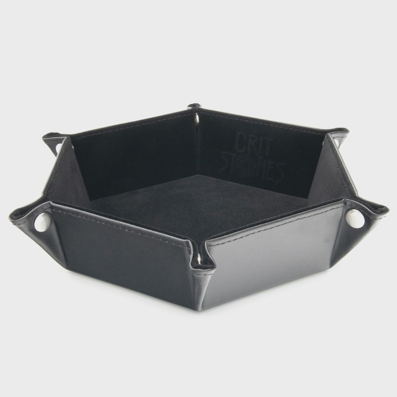 CritStones – Hexagonal Foldable Dice Tray – Black
