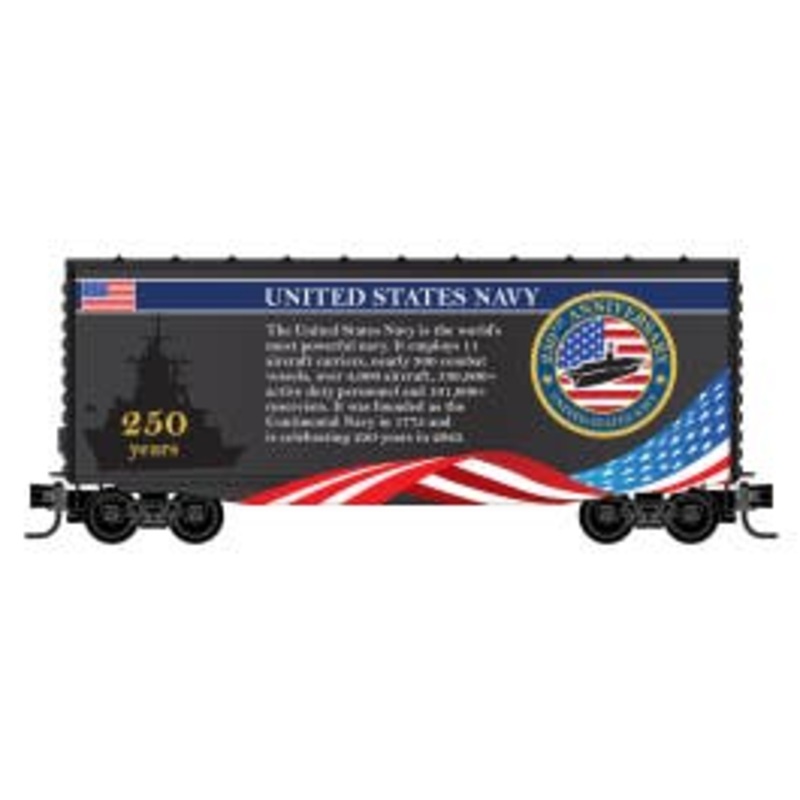 Micro Trains 10100842 N Scale 40' Hy-Cube Boxcar U.S. Navy Anniversary Car