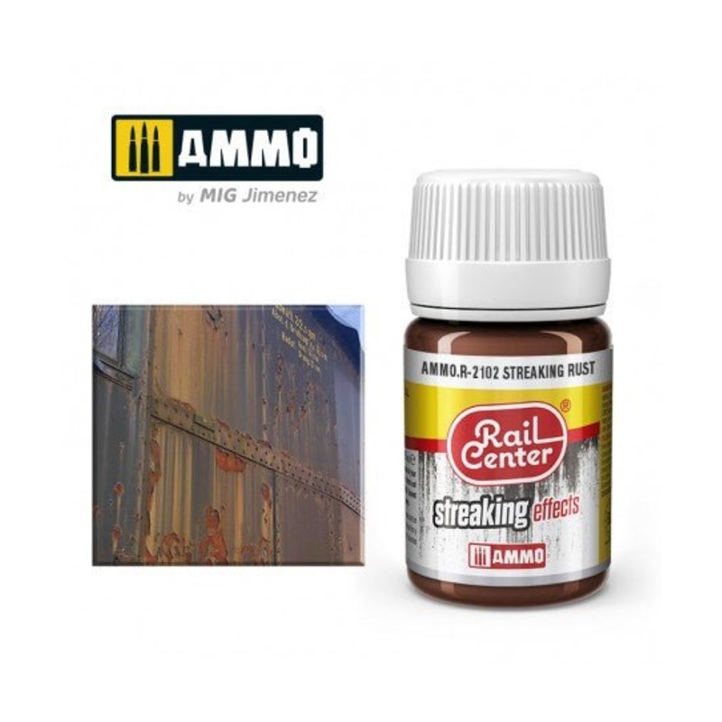 Rail Center Paint R-2102, Streaking Effects, Rust, 35ml bottle, Enamel Paint