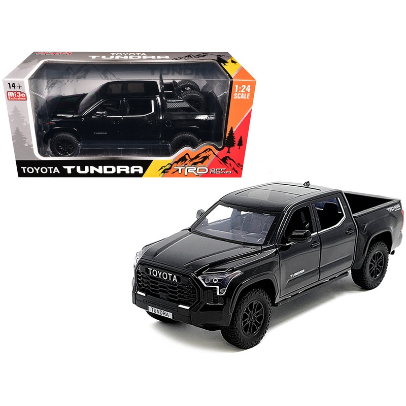 2023 Toyota Tundra TRD 4×4 Pickup Truck Black with Sunroof and Wheel Rack 1/24 Diecast Model Car