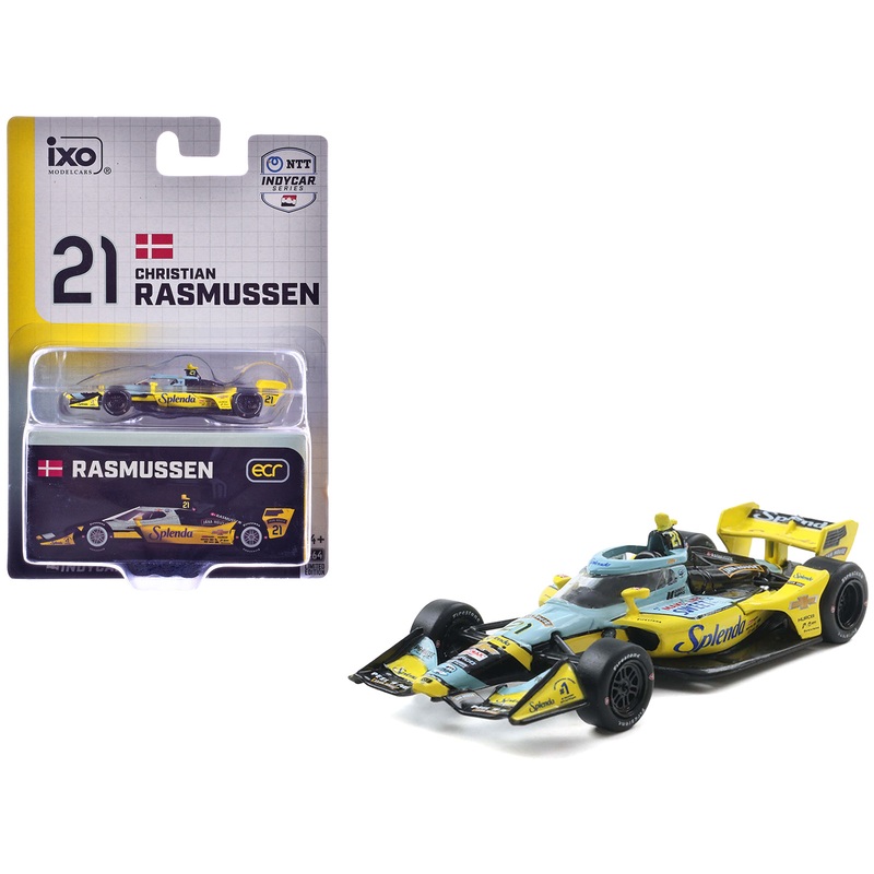 Dallara IndyCar #21 Christian Rasmussen “Splenda” Ed Carpenter Racing (Road Course Configuration) “NTT IndyCar Series” (2025) 1/64 Diecast Model Car by IXO Models