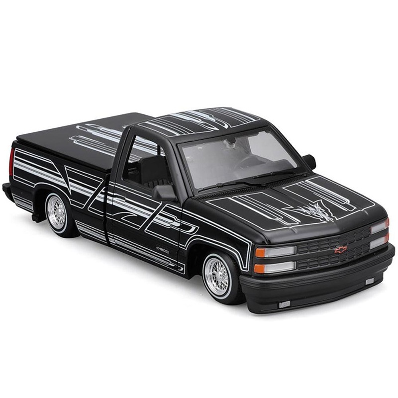 1993 Chevrolet 454 SS Pickup Truck Black with Graphics “Lowriders” “Maisto Design” Series 1/24 Diecast Model Car by Maisto