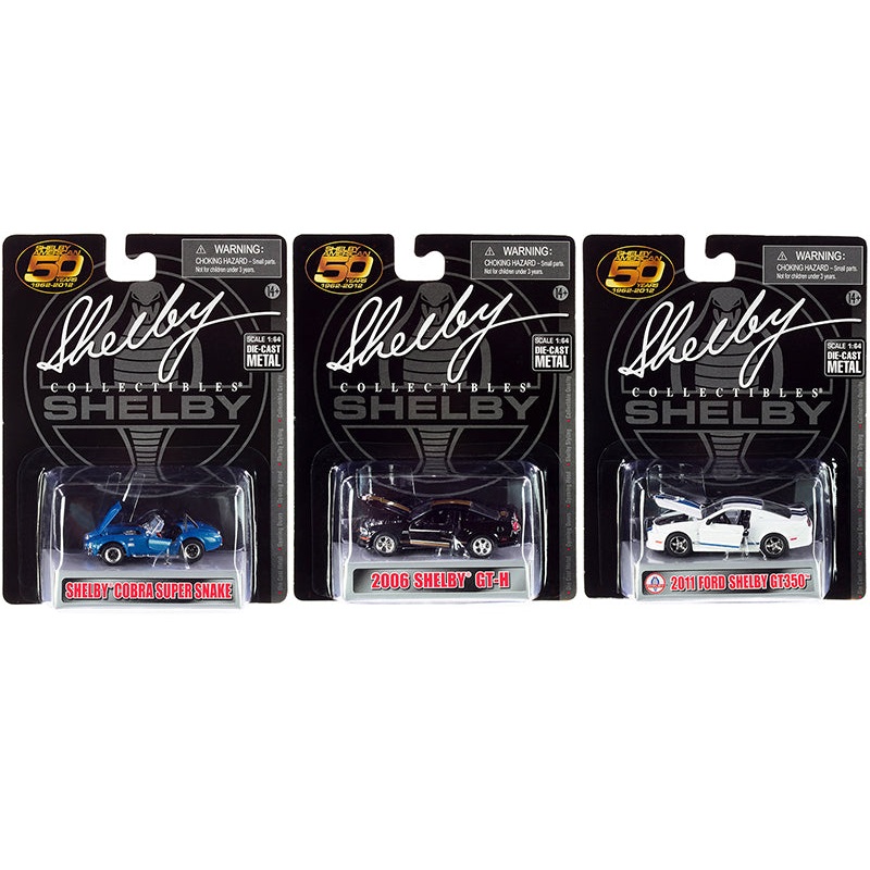 “Carroll Shelby 50th Anniversary” 3 piece Set 2022 Release 1/64 Diecast Model Cars by Shelby Collectibles