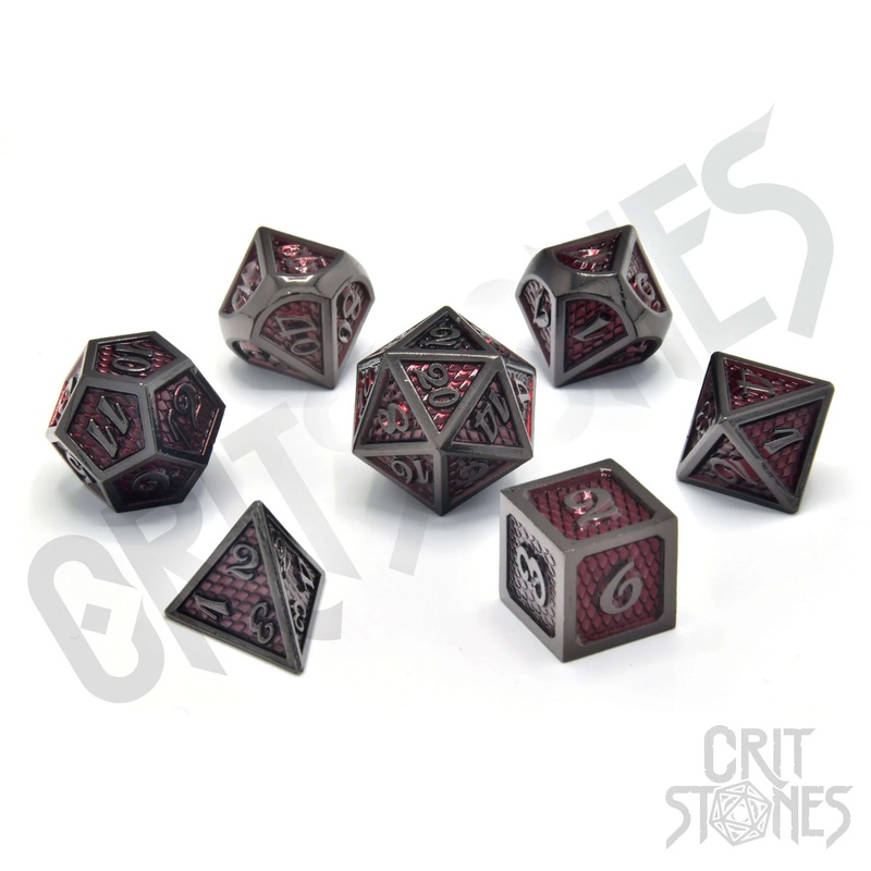 CritStones – Metal RPG Dice Set – Red Wyrmskin