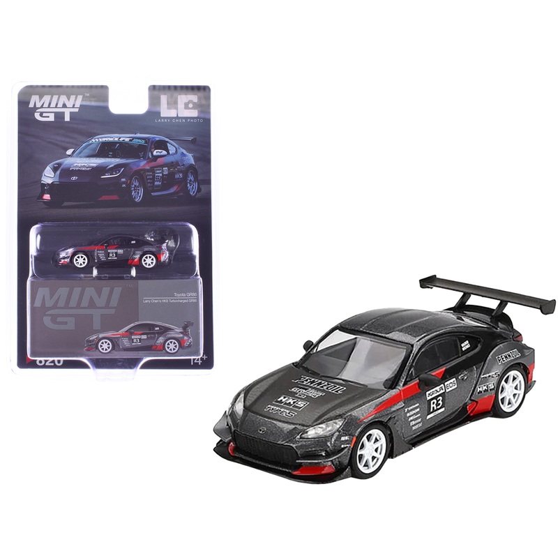 Toyota GR86 #R3 “Larry Chen’s HKS Turbocharged GR86” Gray Metallic with Graphics Limited Edition 1/64 Diecast Model Car by Mini GT