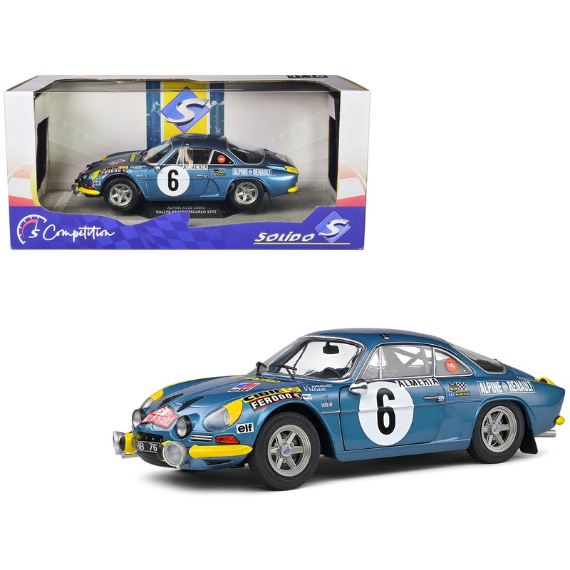Alpine A110 1600S #6 Jean-Claude Andruet – Pierre Pagani “Rallye Montecarlo” (1972) “Competition” Series 1/18 Diecast Model Car by Solido