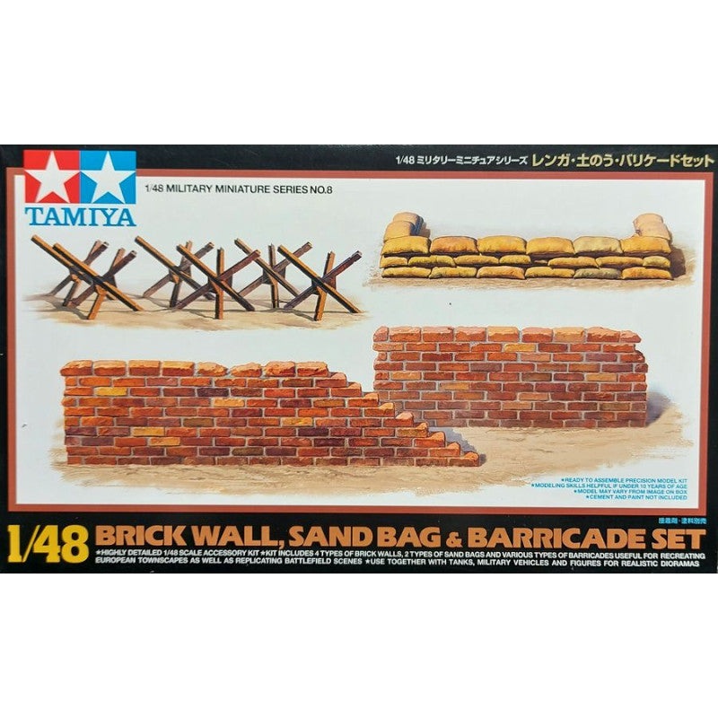 Tamiya – 1/48 Brick Wall, Sand Bag & Barricade Set