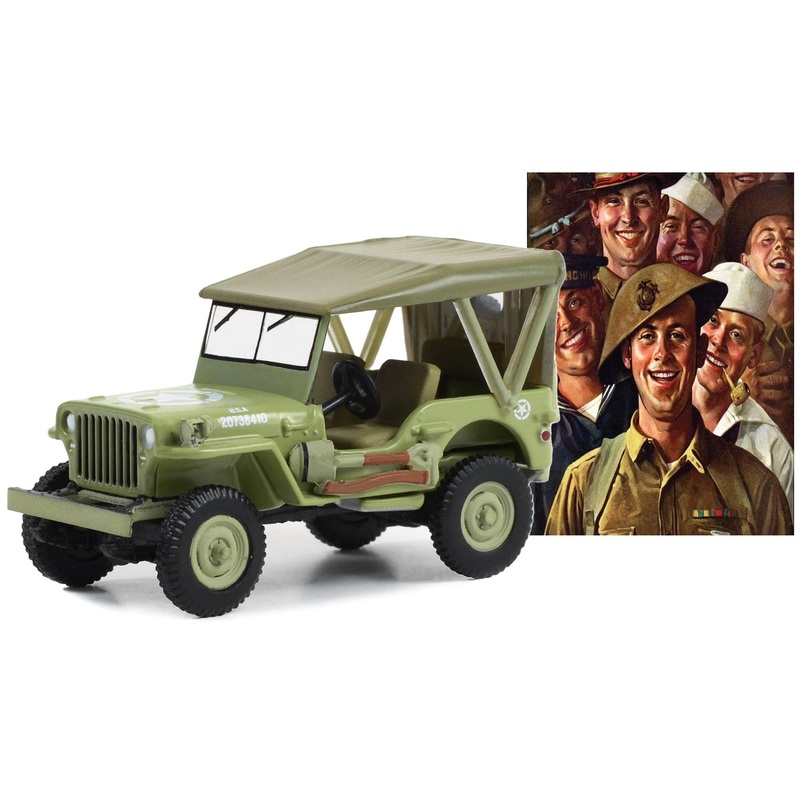 1945 Willys MB Jeep Light Green “U.S. Army” “Norman Rockwell” Series 5 1/64 Diecast Model Car by Greenlight