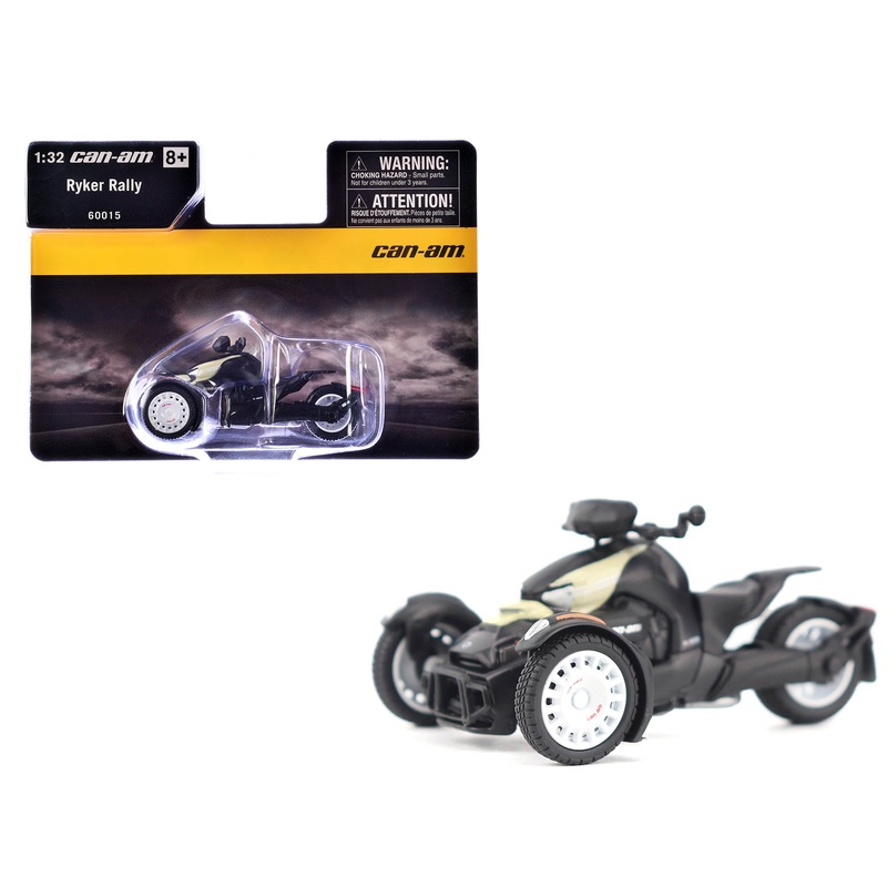 Can-Am Ryker Rally 3-Wheel Motorcycle Sand Storm and Black 1/32 Diecast Model by BRP Models