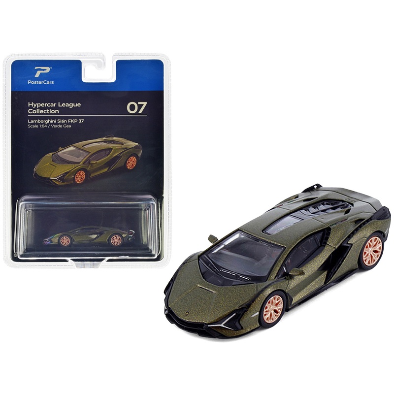 Lamborghini Sian FKP 37 Verde Gea Green Metallic “Hypercar League Collection” 1/64 Diecast Model Car by PosterCars