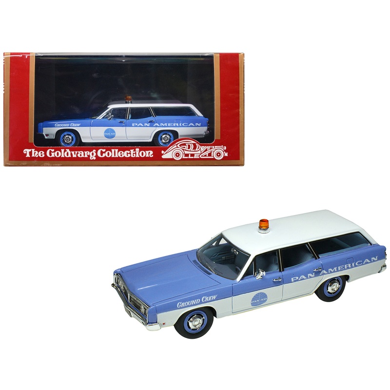 1970 Ford Galaxie Station Wagon Blue and White with Blue Interior “Pan-American Airlines Ground Crew” Limited Edition to 180 pieces Worldwide 1/43 Model Car by Goldvarg Collection