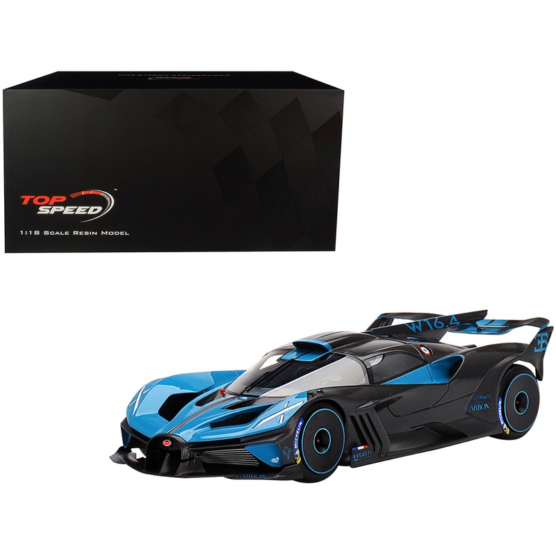 Bugatti Bolide Presentation Version Blue and Black 1/18 Model Car by Top Speed
