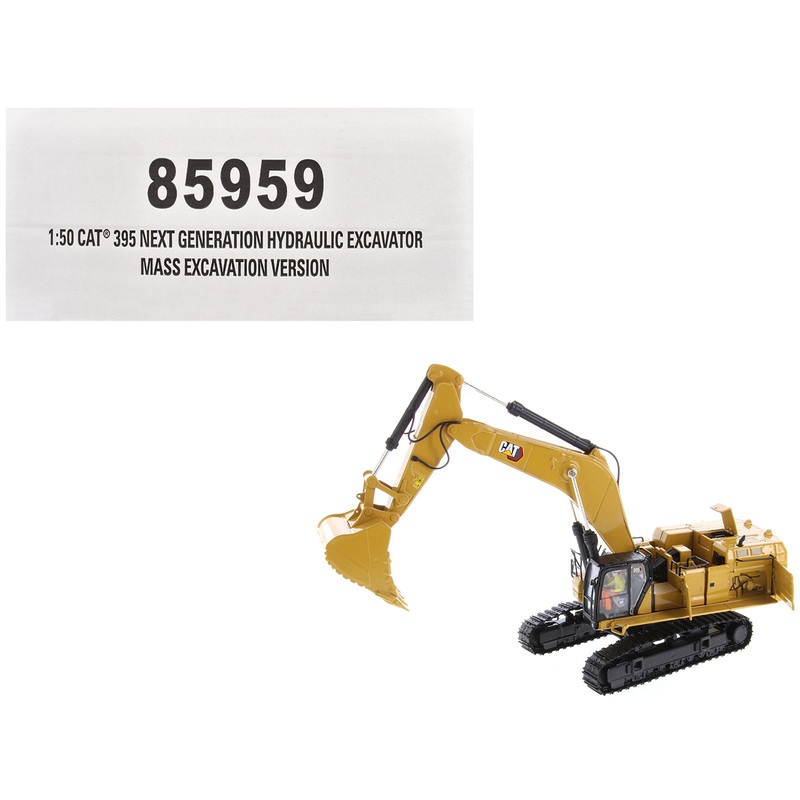 CAT Caterpillar 395 Next Generation Hydraulic Excavator “Mass Excavation Version” Yellow “High Line Series” 1/50 Diecast Model by Diecast Masters