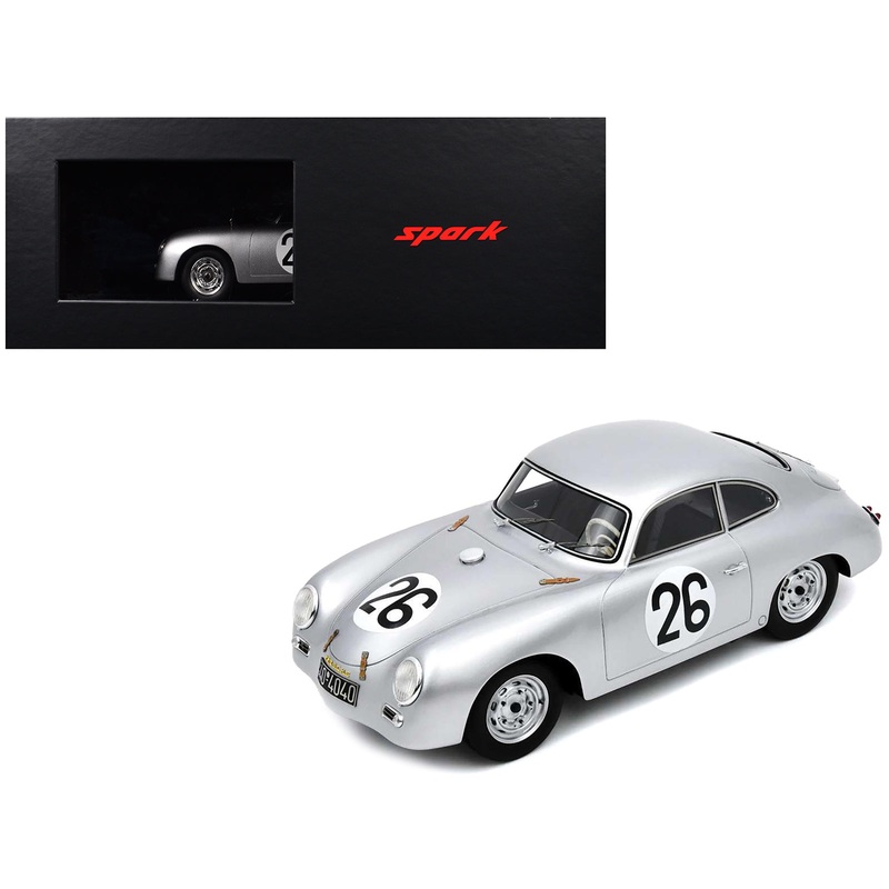 Porsche 356 #26 Max Nathan – Helmut ‘Helm’ Glockler “Porsche KG” “24 Hours of Le Mans” (1956) with Acrylic Display Case 1/18 Model Car by Spark