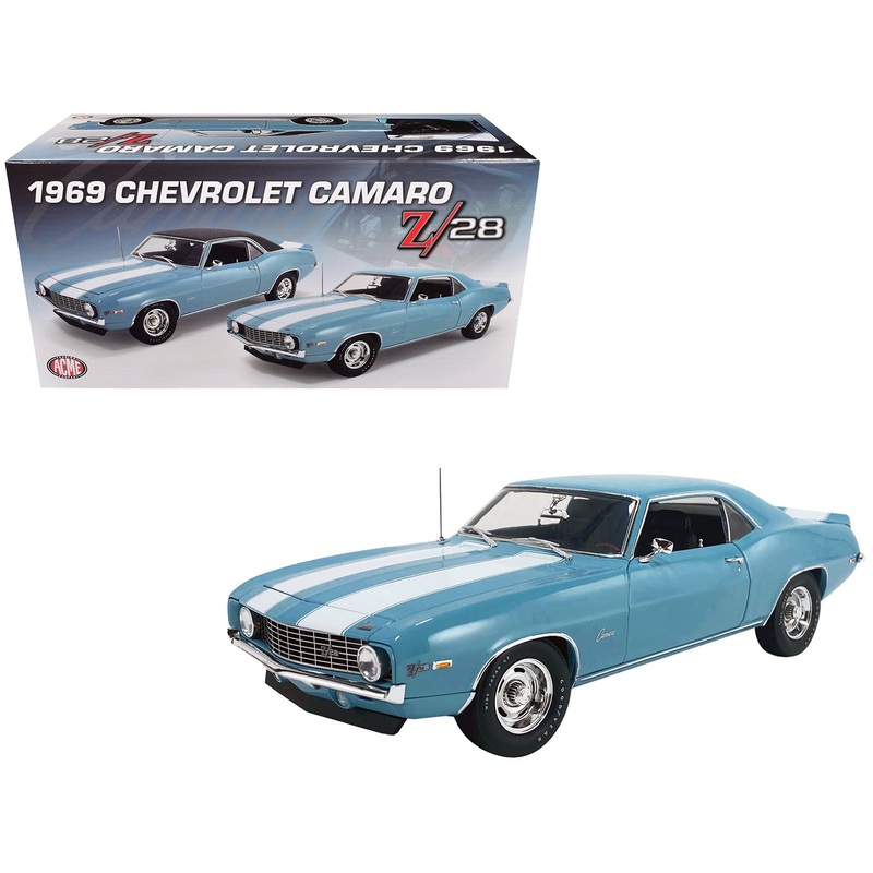 1969 Chevrolet Camaro Z/28 Carolina Blue with White Stripes Limited Edition to 420 pieces Worldwide 1/18 Diecast Model Car by ACME