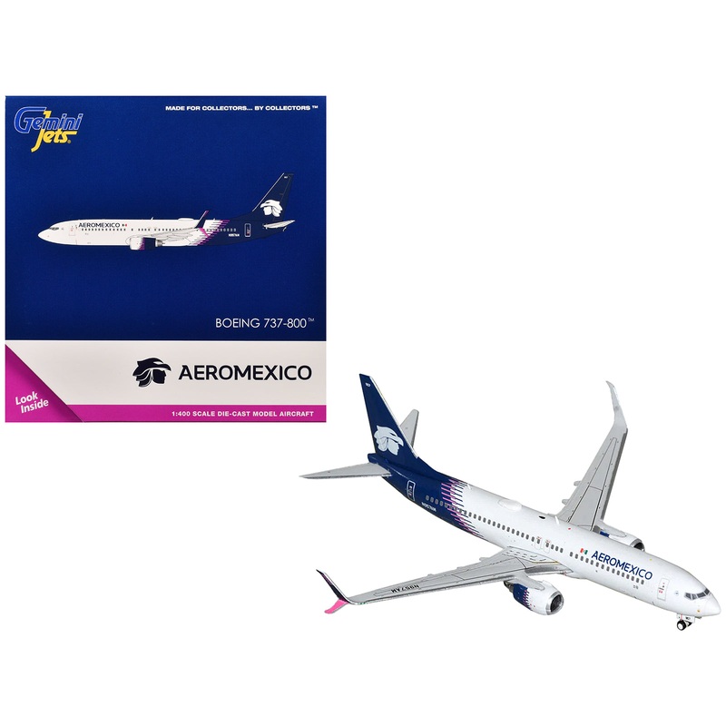 Boeing 737-800 Commercial Aircraft “Aeromexico” (N957AM) White with Blue Tail 1/400 Diecast Model Airplane by GeminiJets