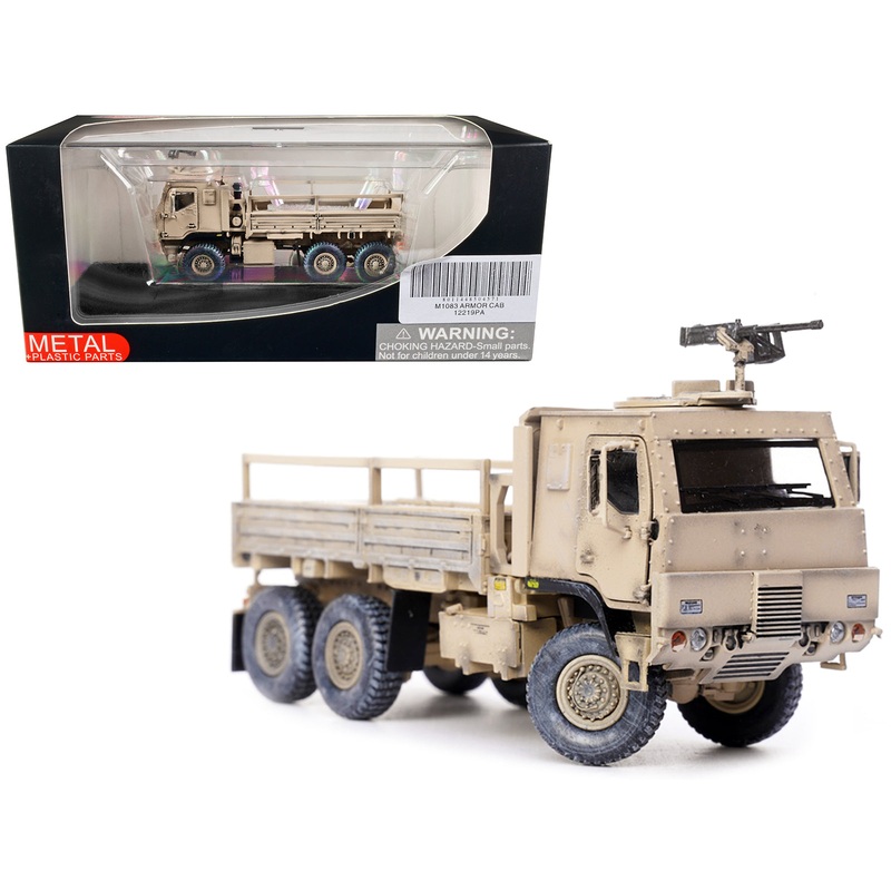 M1083 MTV (Medium Tactical Vehicle) Armored Cab Cargo Truck with Turret Desert Camouflage “US Army” “Armor Premium” Series 1/72 Diecast Model by Panzerkampf